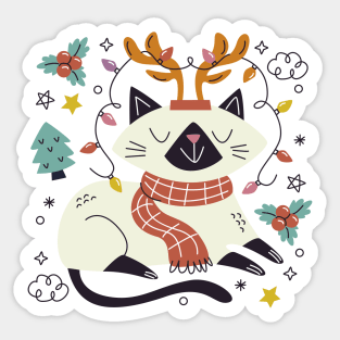 Meowy Christmas Cat Sticker